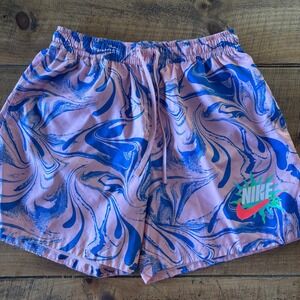 Nike Sportswear Mens Woven Flow Coral Pink Blue Swim Trunks Shorts Size Large